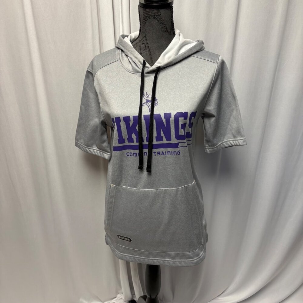 NFL Team Apparel Hoodie Womens Sz Small MN Vikings Short Sleeve Gray Sweatshirt
